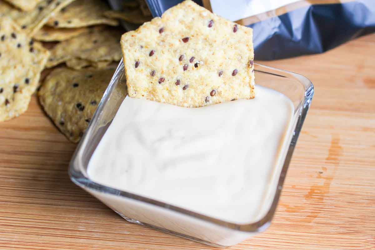 Beer Cheese Dip with a chip