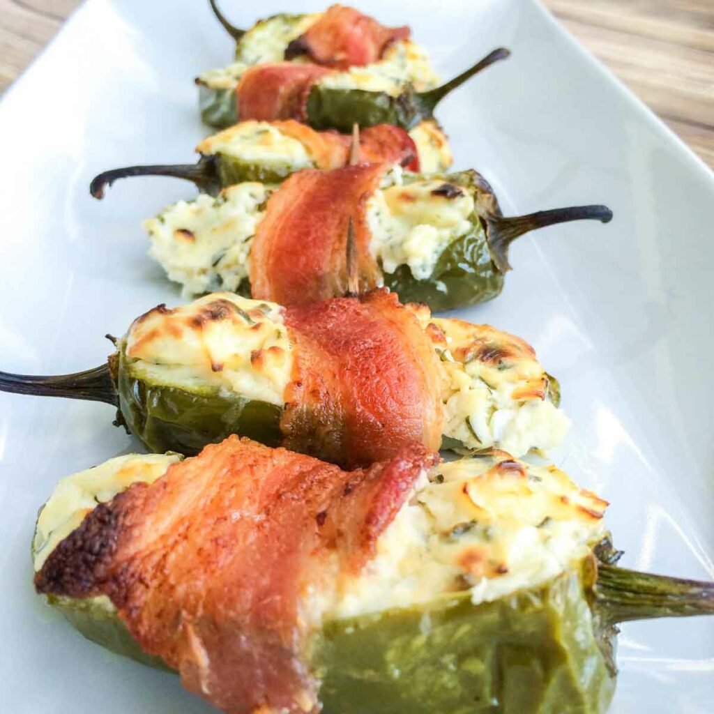 Extreme Close Up of Jalapeno Poppers with Bacon