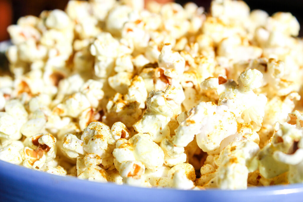 Curry Butter Popcorn in a bowl