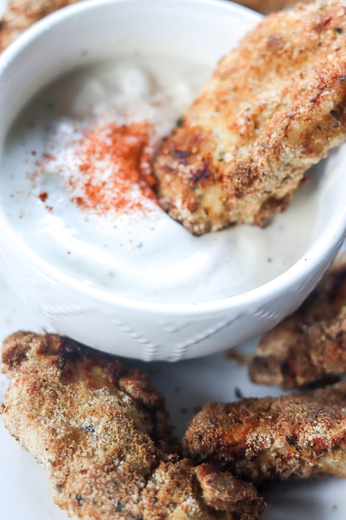 Air Fryer Chicken Fingers Dipped in Homemade Dip
