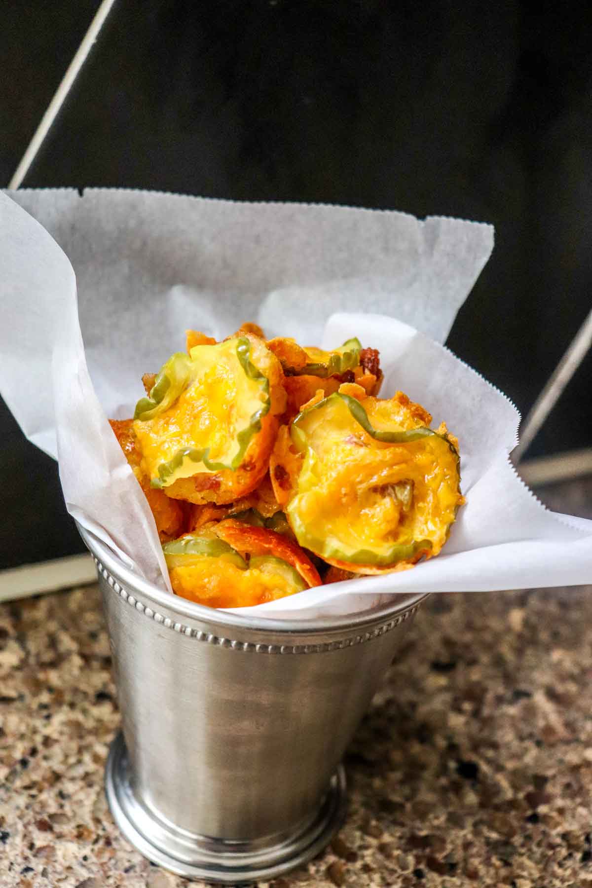 Tater Tot Oven Fried Pickle Chips Hero Image